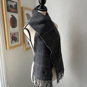Polo Ralf Lauren Wool Scarf Made in Italy Two-sided Gray and Blue Checkered